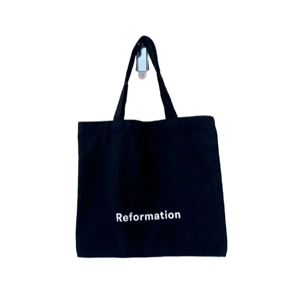 Reformation Canvas Tote Bag Black and White Shopping Bag 18''x15''